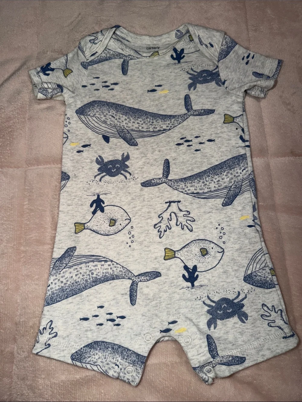 Carter's Blue & Yellow‎ Sea Creature Short-Sleeve One-Piece
